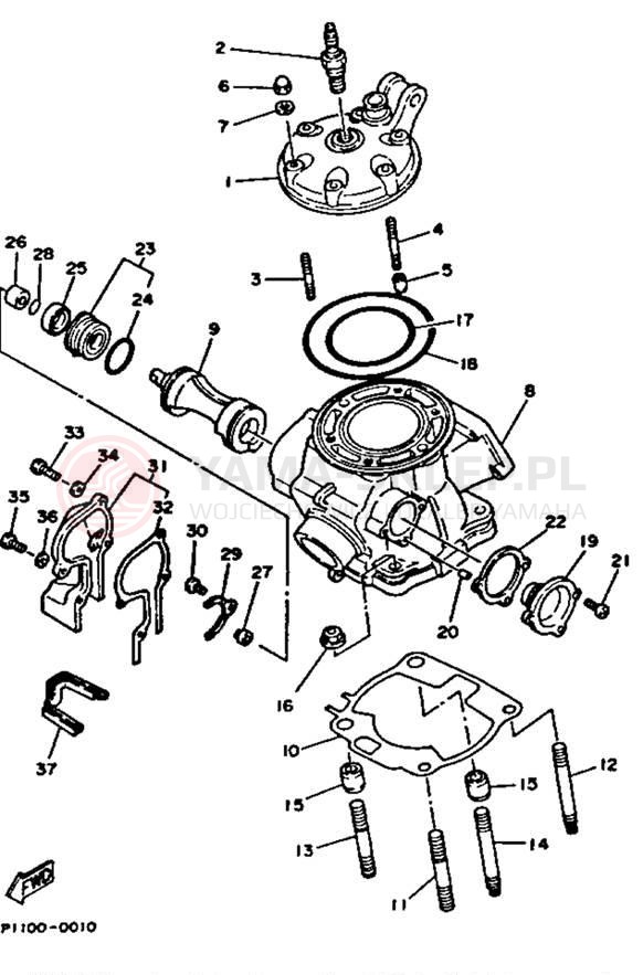 Schemat "głowica" do Yamaha YZ250 YZ250B1
