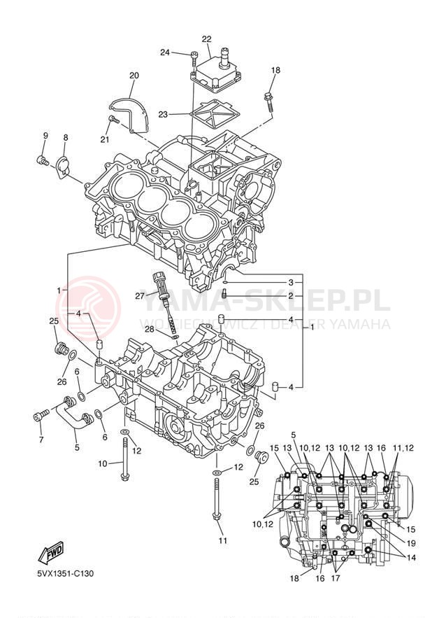 Schemat "Obudowa silnika" do Yamaha FZ-6 FZS6V/FZS6VC