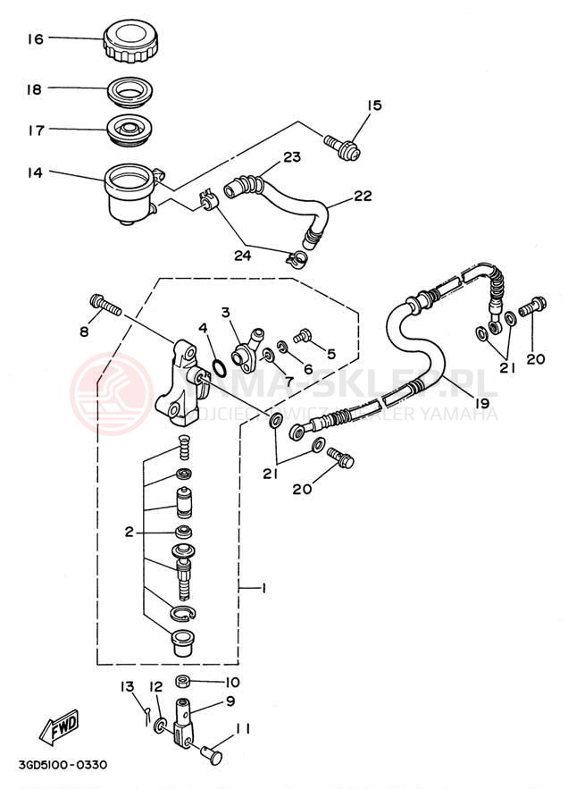 Schemat "Pompa hamulcowa tył" do Yamaha WARRIOR YFM350XH