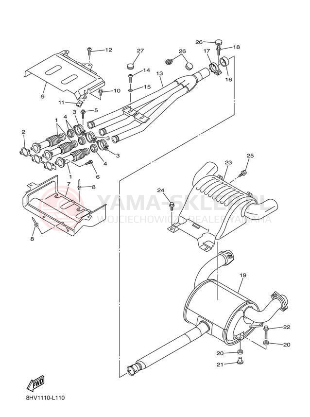 Schemat "Wydech końcowy" do Yamaha RS VECTOR RS90PER/RS90PEL