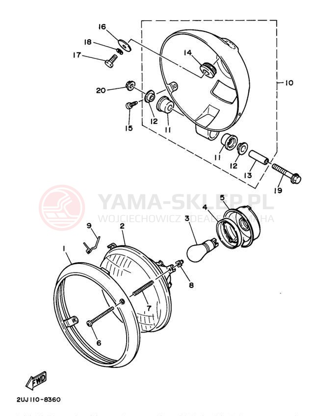 Schemat "Lampa przód" do Yamaha VIRAGO 250 XV250N/XV250NC
