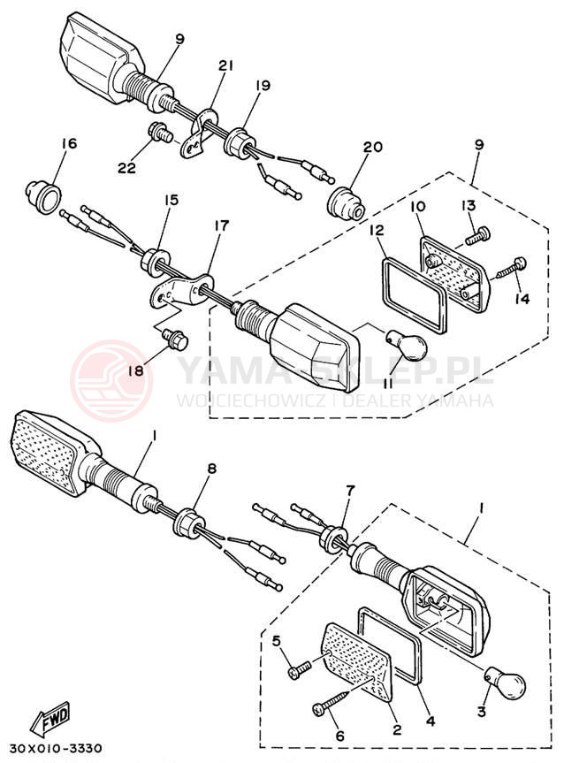 Schemat "kierunkowskazy" do Yamaha XT350L/XT350LC
