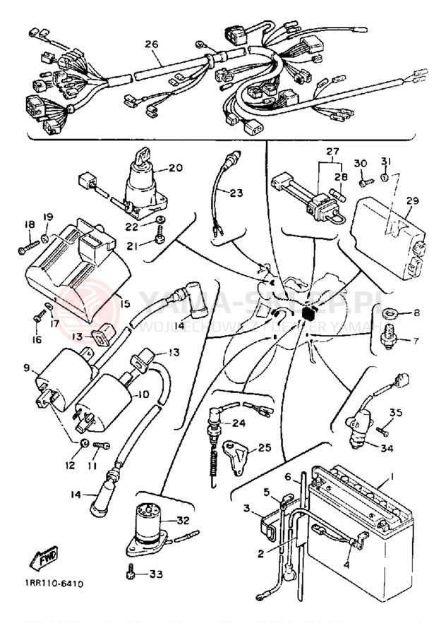 Schemat "układ elektryczny" do Yamaha VIRAGO 700 XV700SS/XV700SSC