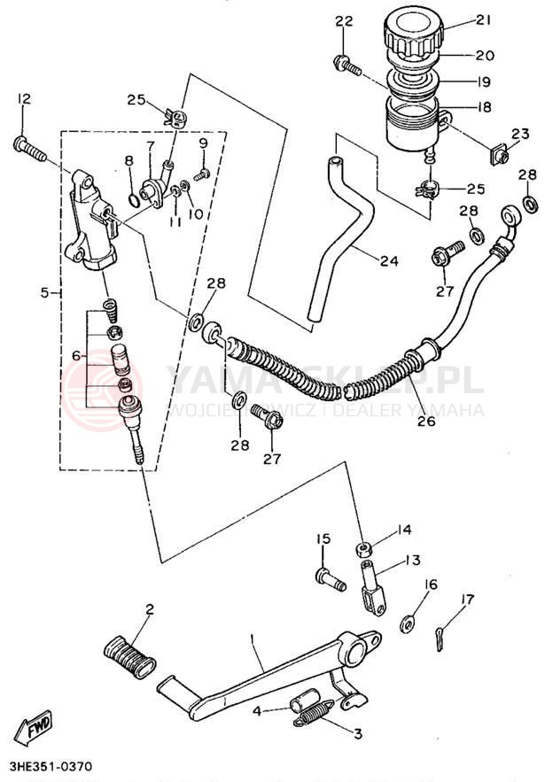 Schemat "Pompa hamulcowa tył" do Yamaha FZR600RG/FZR600RGC