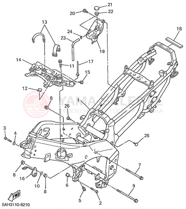 Schemat "rama" do Yamaha YZF600R YZF600RL/YZF600RLC