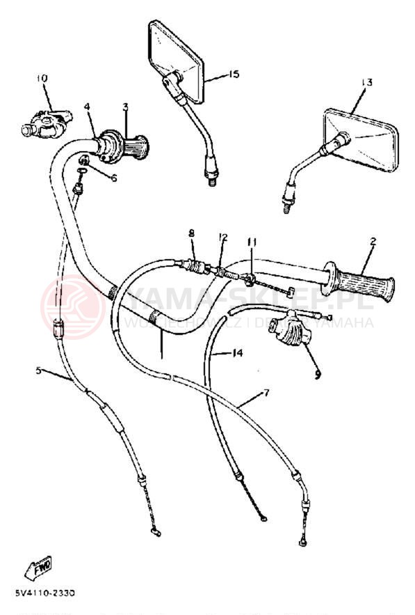 Schemat "Kierownica i osprzęt" do Yamaha XS650SJ