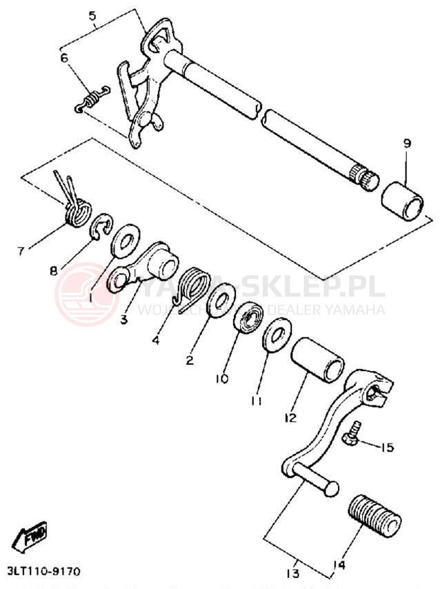 Schemat "Dźwignia zmiany biegów, wałek" do Yamaha RADIAN YX600A/YX600AC
