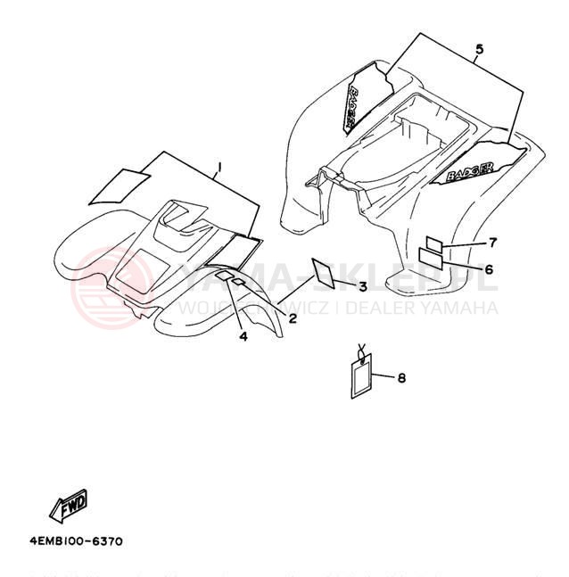 Schemat "naklejki" do Yamaha BADGER YFM80J