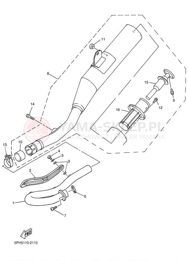 Schemat "Wydech końcowy" do Yamaha WR250F WR250FP