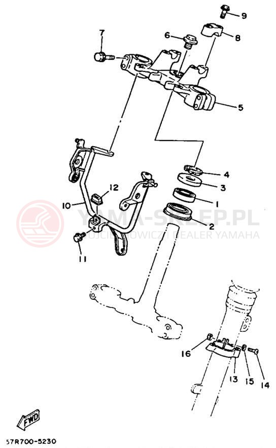 Schemat "Półki zawieszenia" do Yamaha XT350D/XT350DC