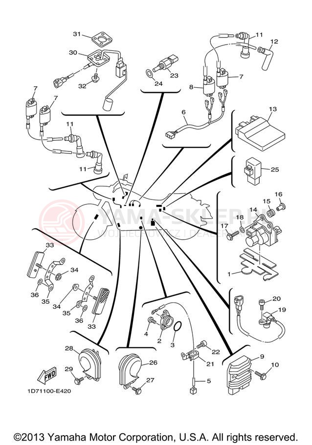 Schemat "układ elektryczny" do Yamaha STRATOLINER XV19CTV/XV19CTVC