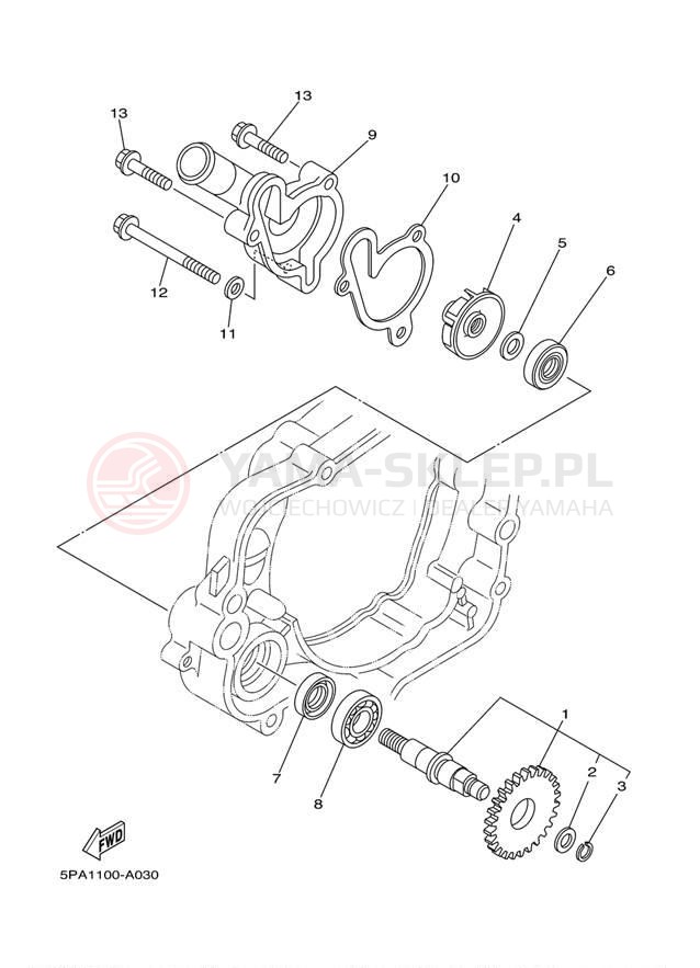 Schemat "Pompa wody" do Yamaha YZ85 YZ85R