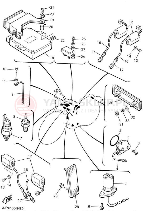 Schemat "układ elektryczny" do Yamaha V-MAX VMX1200P/VMX1200PC