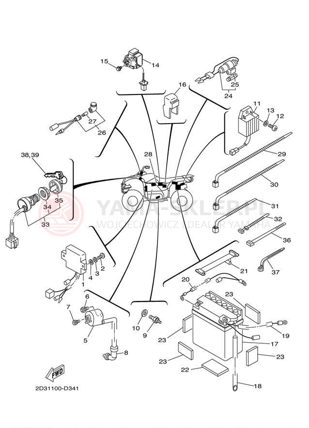 Schemat "układ elektryczny" do Yamaha GRIZZLY 80 HUNTER YFM80GHX