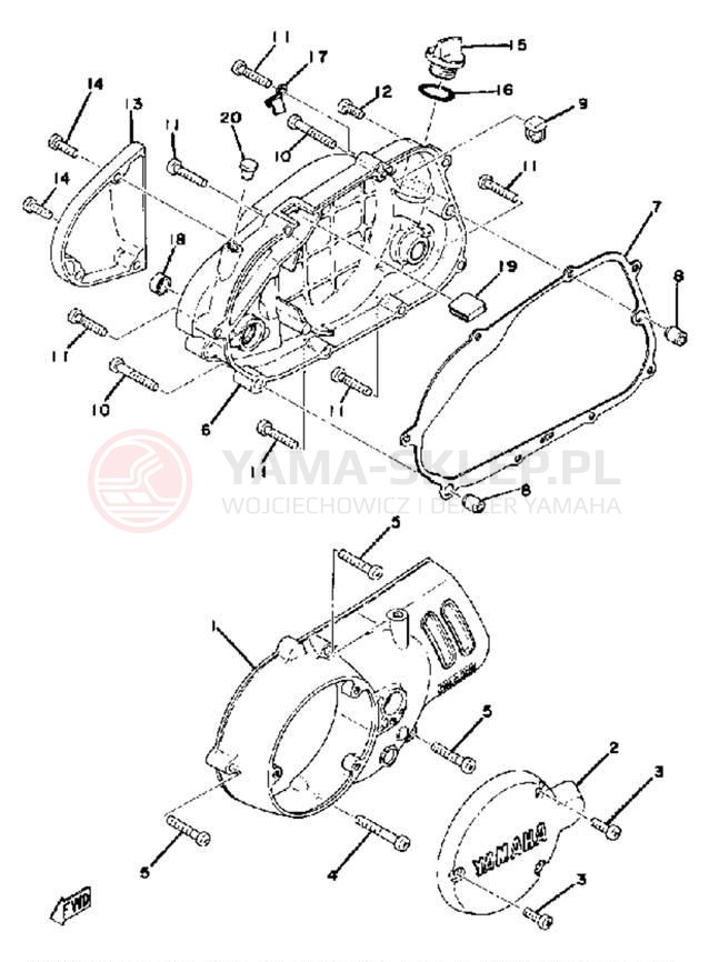 Schemat "Pokrywa silnika" do Yamaha YZ80B