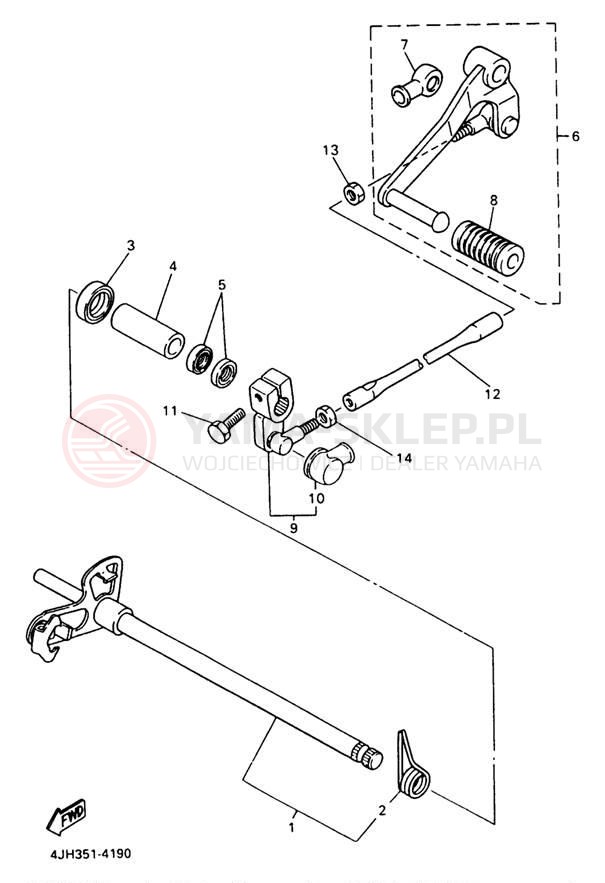 Schemat "Dźwignia zmiany biegów, wałek" do Yamaha YZF600RJC/YZF600RJ