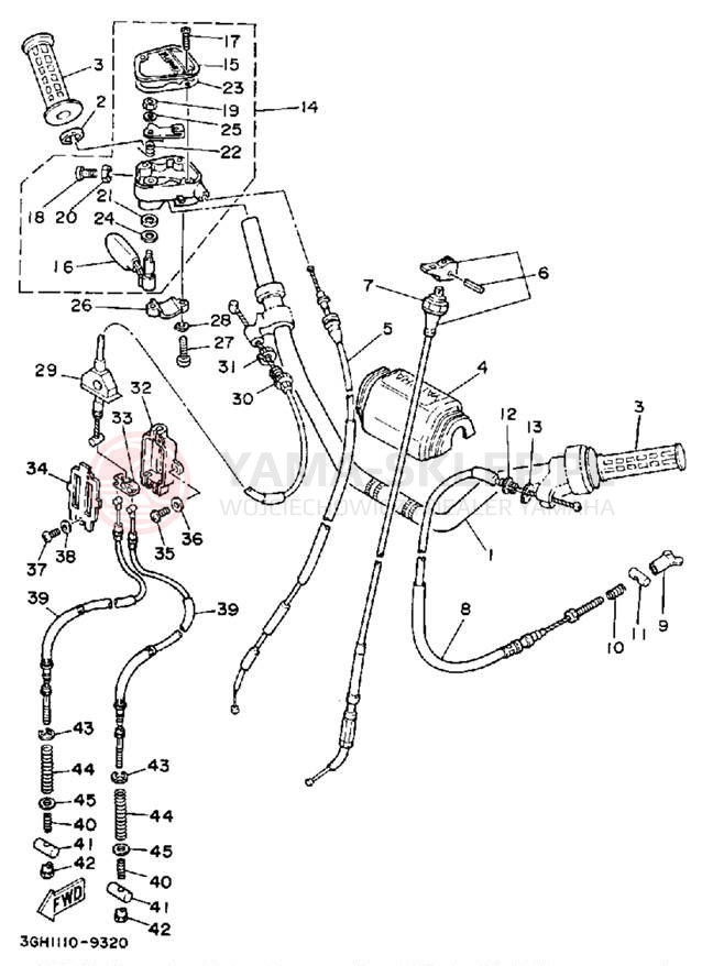 Schemat "Kierownica i osprzęt" do Yamaha MOTO-4 YFM250W