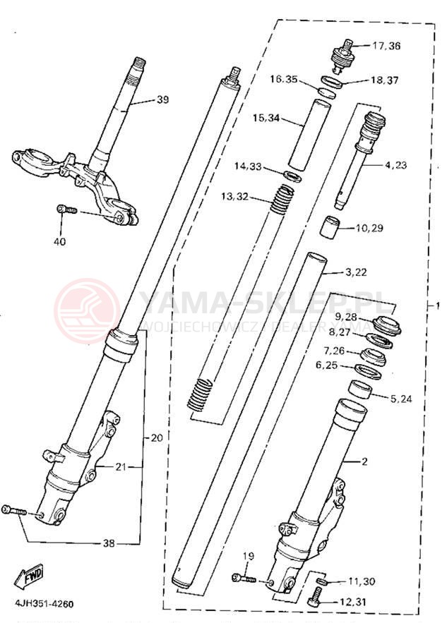 Schemat "Amortyzatory przód" do Yamaha YZF600RGC