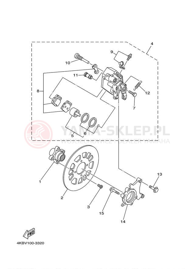 Schemat "Zacisk hamulcowy tylny" do Yamaha WOLVERINE YFM35FXT