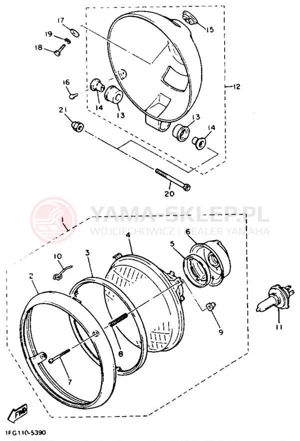 Schemat "Lampa przód" do Yamaha MAXIM X XJ700XNC/XJ700XN