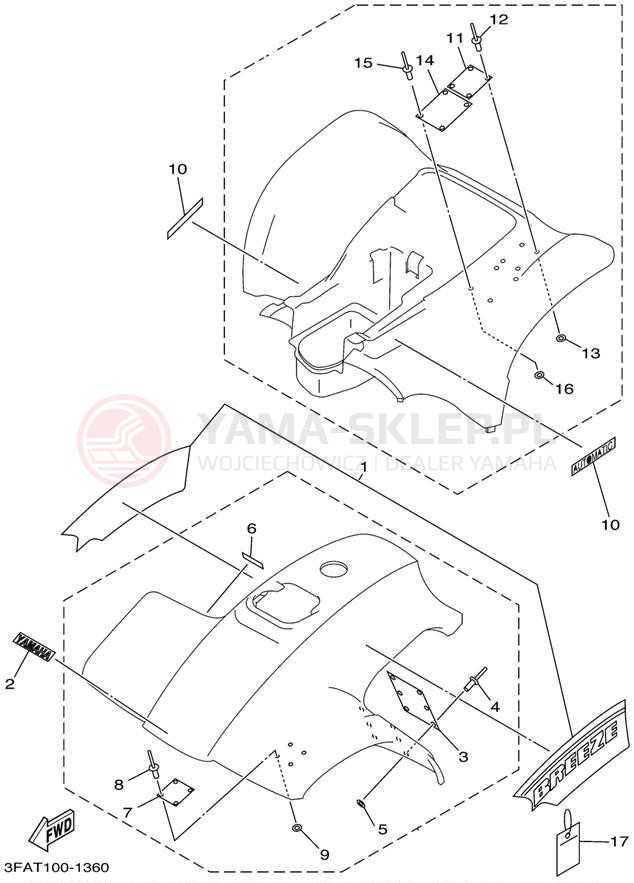 Schemat "naklejki" do Yamaha BREEZE YFA1PC/YFA1P