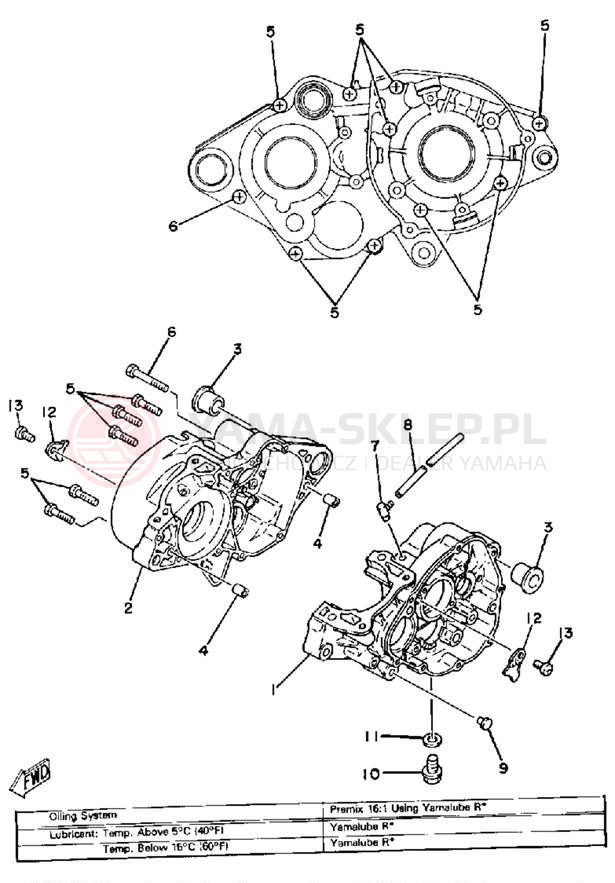 Schemat "Obudowa silnika" do Yamaha IT175H
