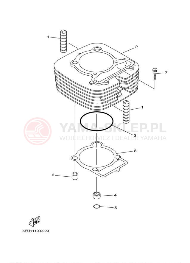 Schemat "cylinder" do Yamaha BIG BEAR 400 4WD YFM40FV
