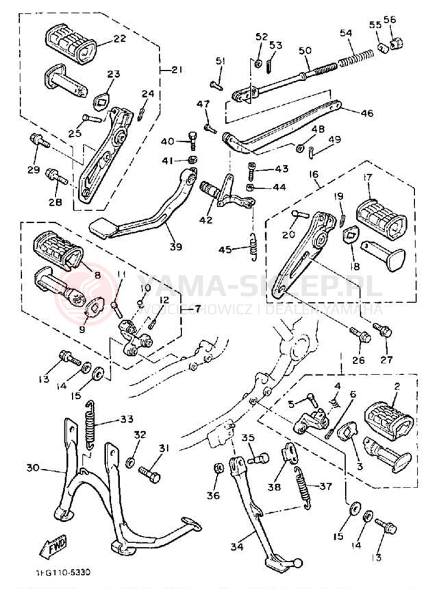 Schemat "Stopka postojowa i podnóżki" do Yamaha MAXIM XJ700N/XJ700NC