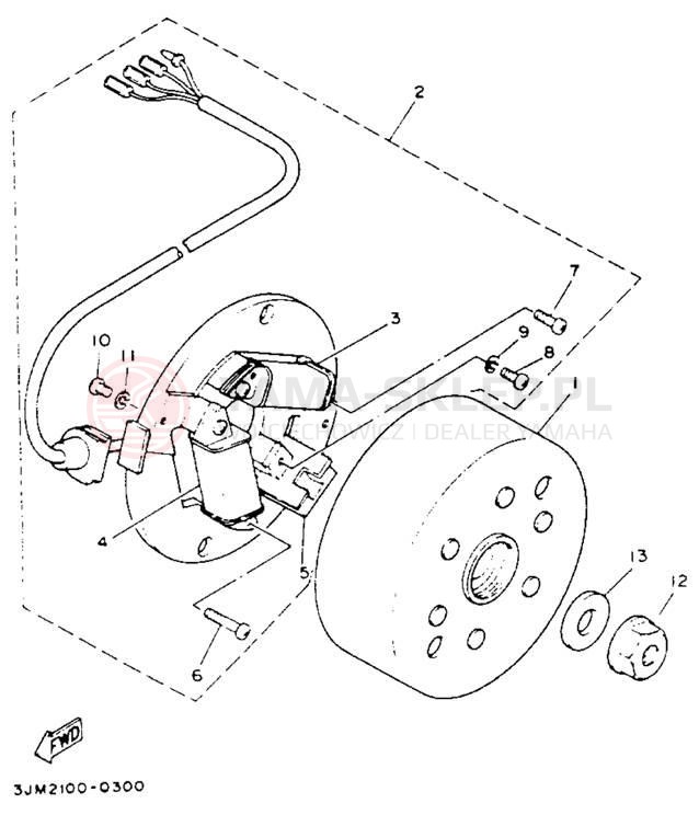 Schemat "prądnica" do Yamaha BLASTER YFS200E