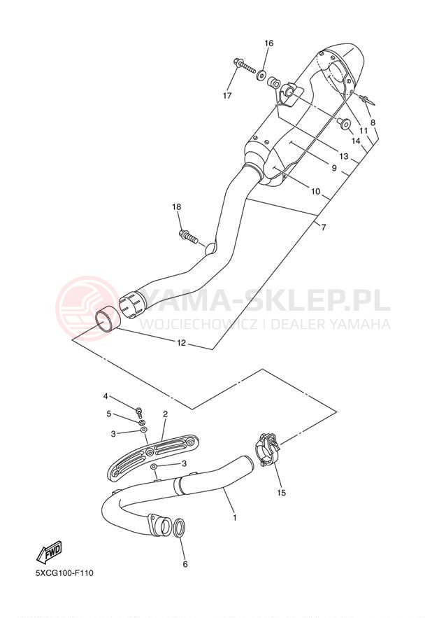 Schemat "Wydech końcowy" do Yamaha YZ250F YZ250FW