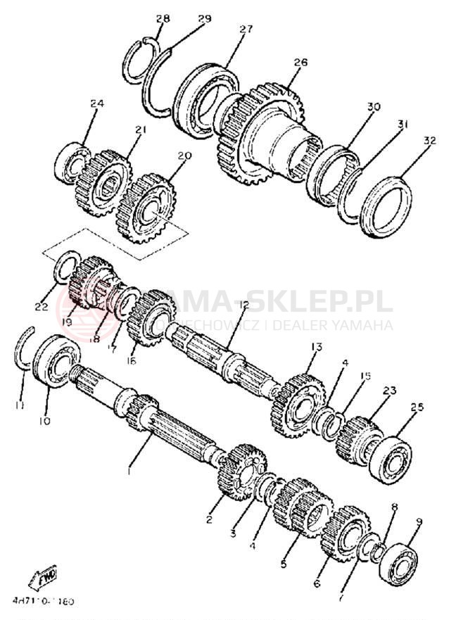 Schemat "Skrzynia biegów " do Yamaha XJ750RJ