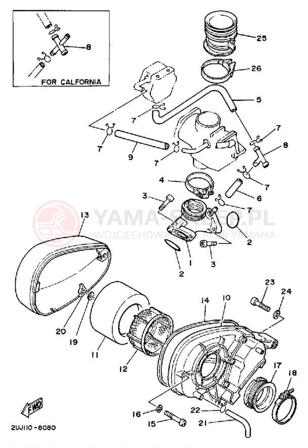 Schemat "Filtr powietrza" do Yamaha ROUTE 66 XV250UC/XV250U