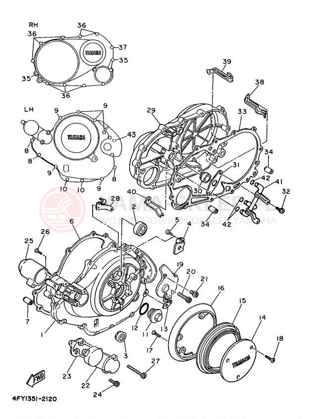 Schemat "Pokrywa silnika" do Yamaha VIRAGO 750 XV750J1/XV750JC1