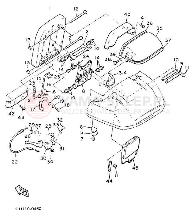 Schemat "Oparcie pasażera" do Yamaha XVZ13DD/XVZ13DDC