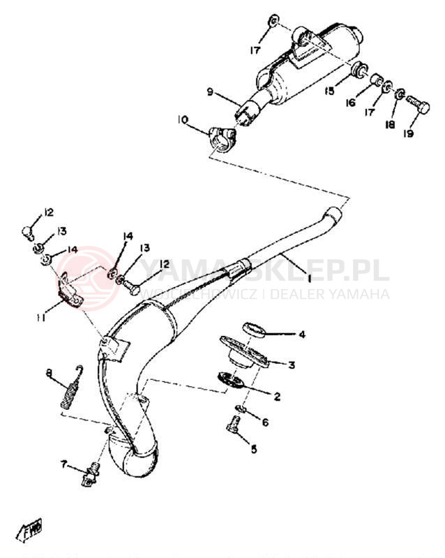 Schemat "Wydech końcowy" do Yamaha YZ125D