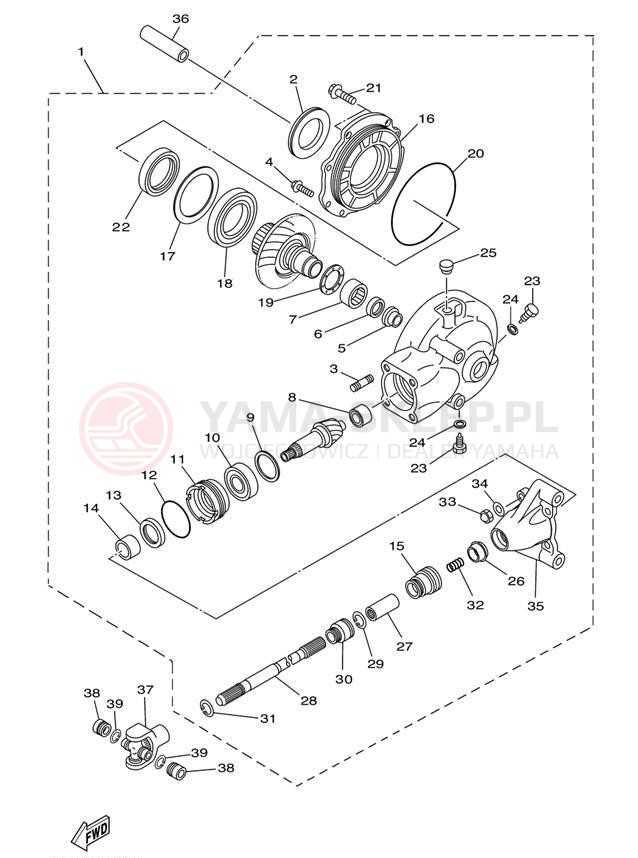 Schemat "Wał napędowy" do Yamaha V STAR CUSTOM XVS65S/XVS65SC