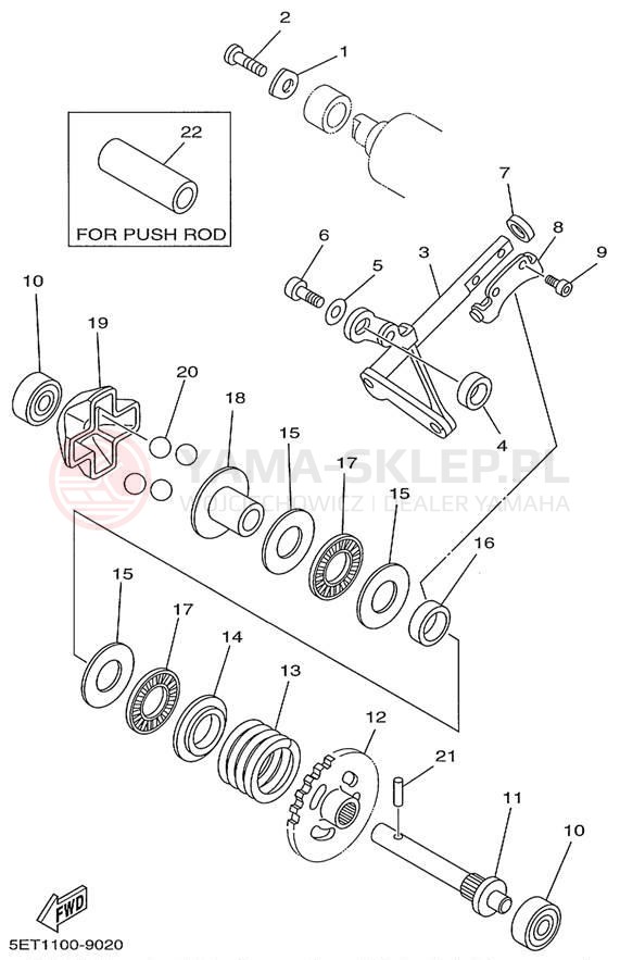 Schemat "Dźwignia zmiany biegów" do Yamaha YZ125 YZ125L1