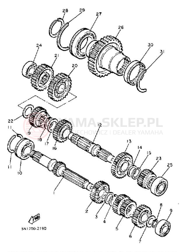 Schemat "Skrzynia biegów " do Yamaha XJ750MK