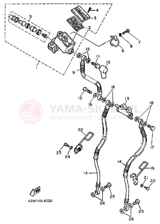 Schemat "Pompa hamulcowa przednia" do Yamaha VIRAGO 1100 XV1100TC/XV1100T