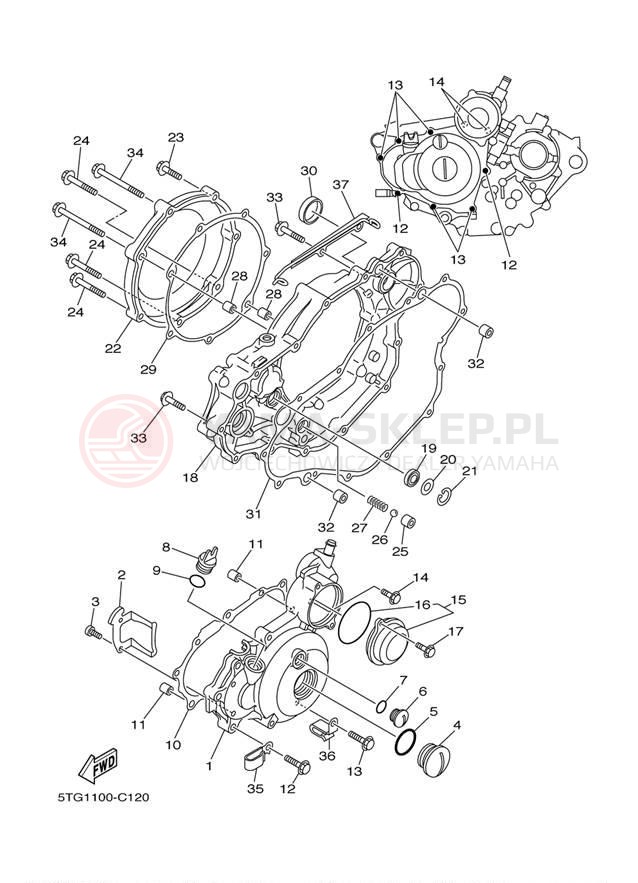 Schemat "Pokrywa silnika" do Yamaha YFZ450 YFZ450T
