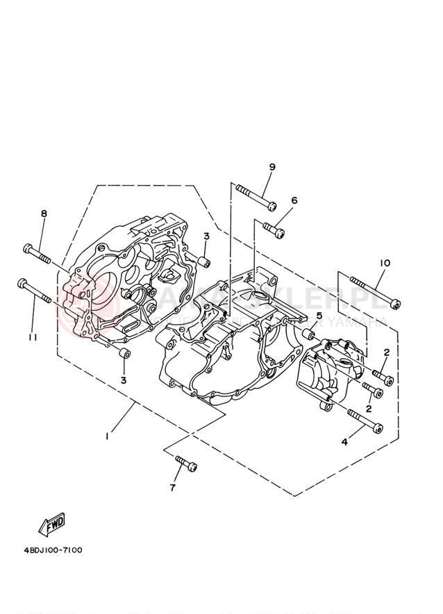 Schemat "Obudowa silnika" do Yamaha BRUIN 250 2WD YFM25BV