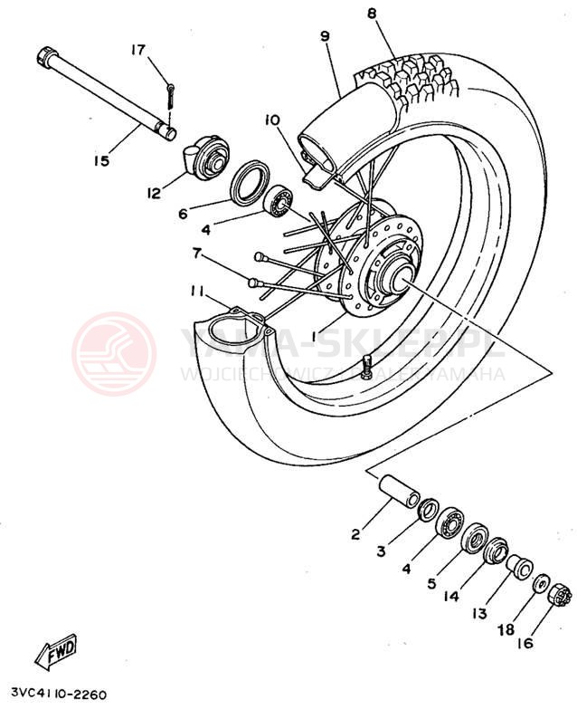 Schemat "Koło przód" do Yamaha RT180E