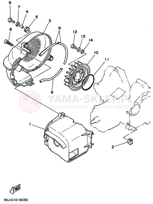Schemat "Obudowa wentylatora" do Yamaha JOG CY50G