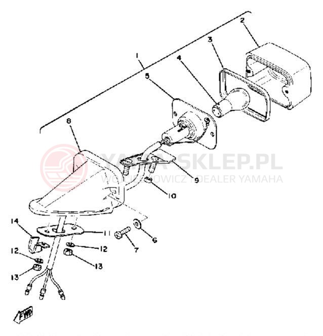 Schemat "lampa tył" do Yamaha IT175E