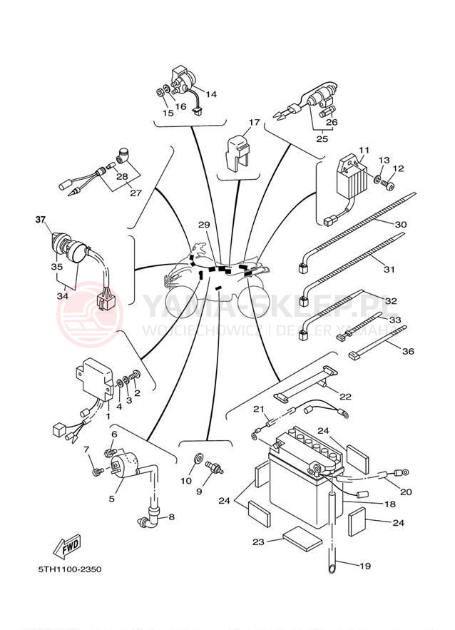 Schemat "układ elektryczny" do Yamaha RAPTOR 80 YFM80WP