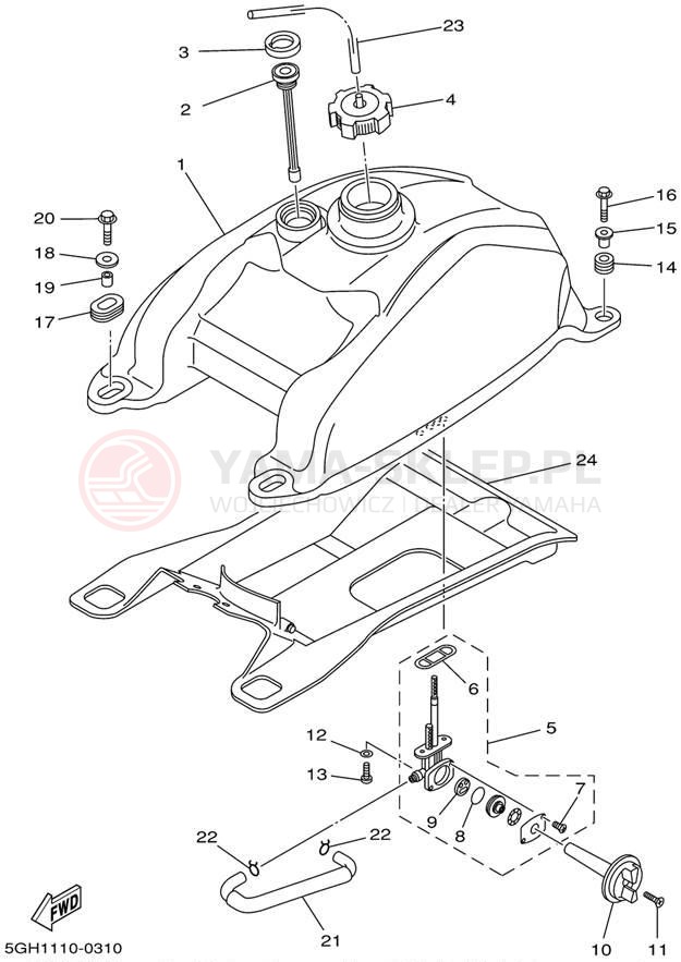 Schemat "zbiornik paliwa" do Yamaha KODIAK 4WD YFM400FAP