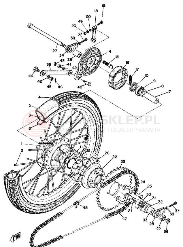 Schemat "Koło tył" do Yamaha LS2