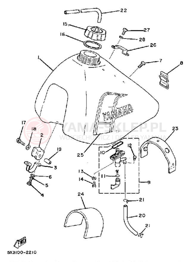 Schemat "zbiornik paliwa" do Yamaha YZ100J