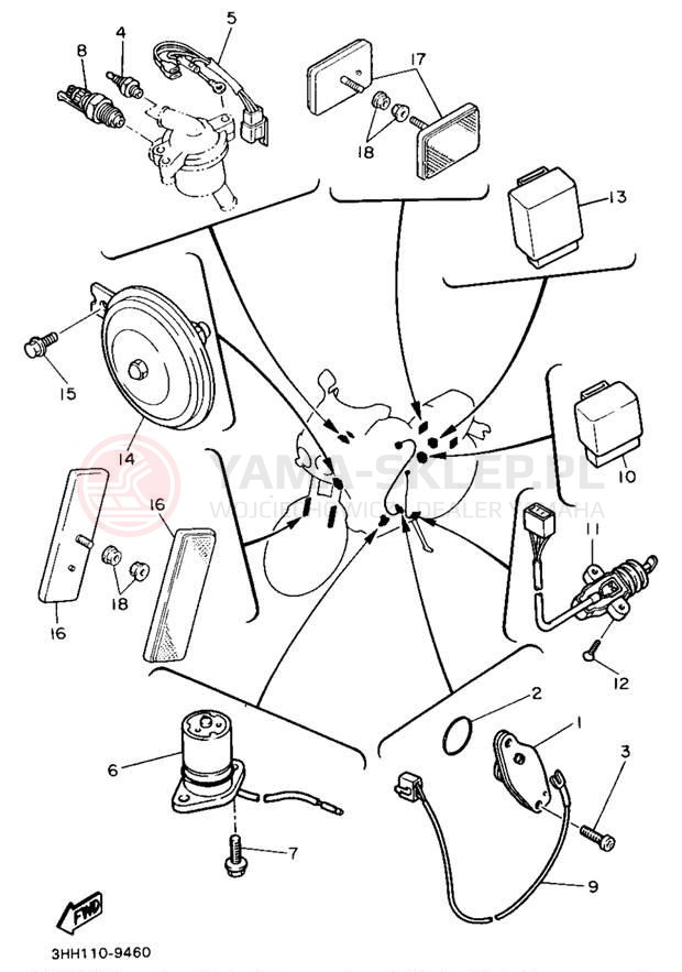 Schemat "układ elektryczny" do Yamaha FZR600W