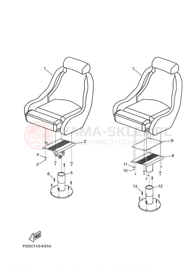 Schemat "SWIVEL SEAT" do Yamaha 242 LIMITED SXT1800JK